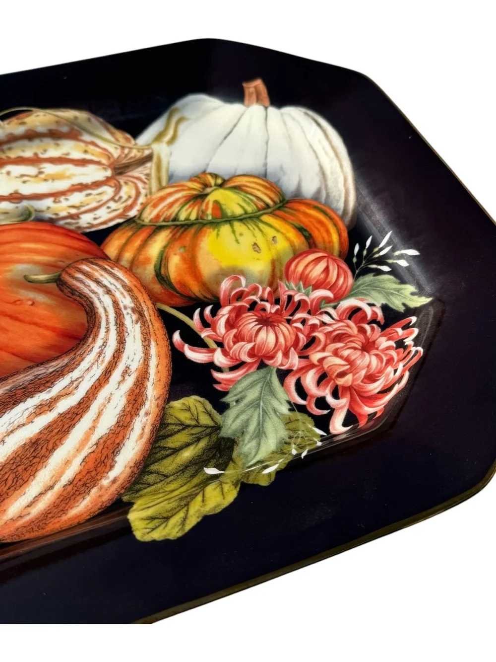 Williams Sonoma Harvest Pumpkin Octagonal Serving Platter Retired Fall Decor 17”